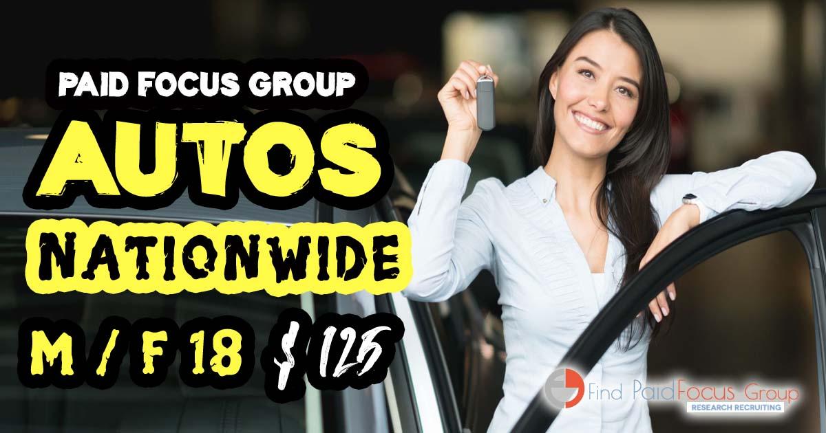 Nationwide Online focus group about Autos - $125