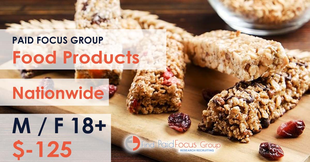 Nationwide Paid Online focus group about food products – $125