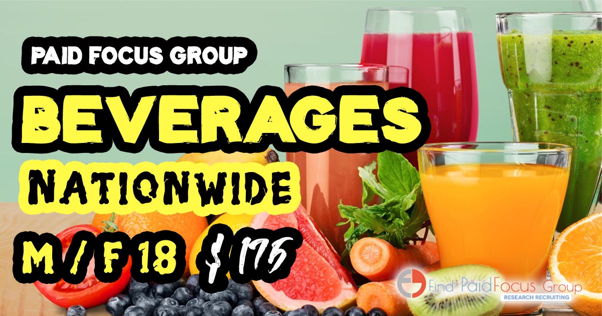Online focus group on cell Beverages- $175