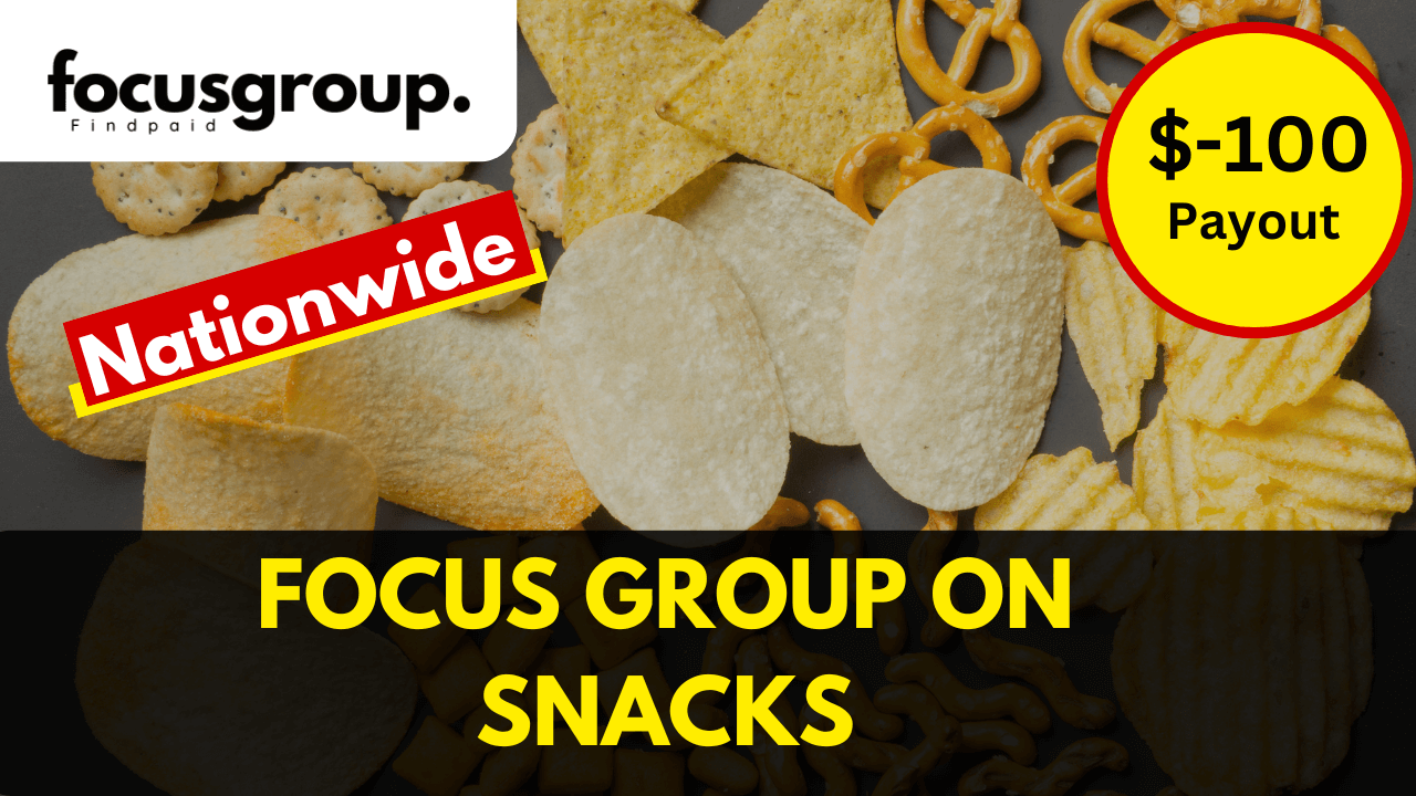 Online Focus group on snacks – $100