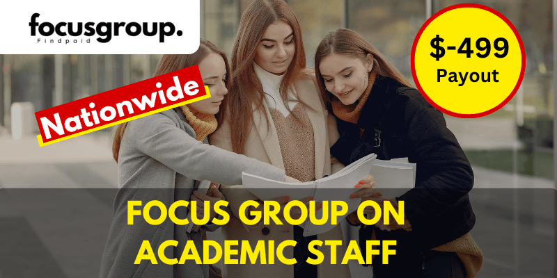 Paid Online Focus Group On Academic Staff Study – $499