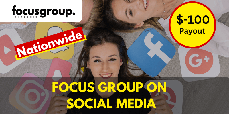 Paid Online Focus Group On Social Media Study – $100