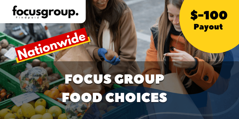 Paid Focus Group on Food choices – $100