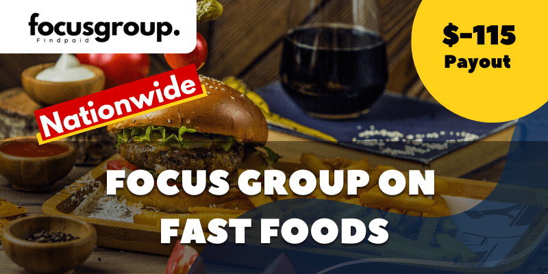 Paid Online Focus Group On fast foods Study – $115