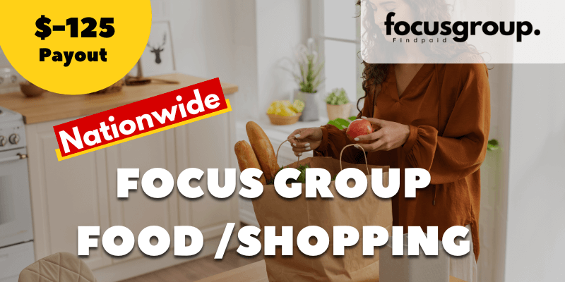 Focus Group on food and shopping habits – $125